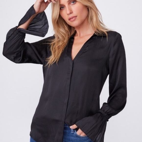 PAIGE Abriana Long Sleeve Black Blouse size S - Picture 1 of 10